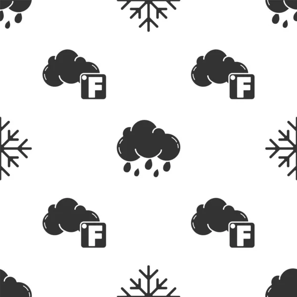 Zestaw Śnieżynka Chmura Deszczem Fahrenheit Chmura Płynny Wzór Wektor — Wektor stockowy