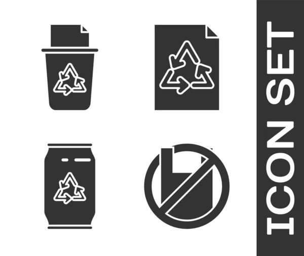 Set Say Plastic Bags Poster Recycle Bin Recycle Symbol Can — Stockový vektor