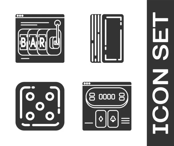 온라인 테이블 온라인 주사위 그리고 아이콘의 데크를 합니다 Vector — 스톡 벡터