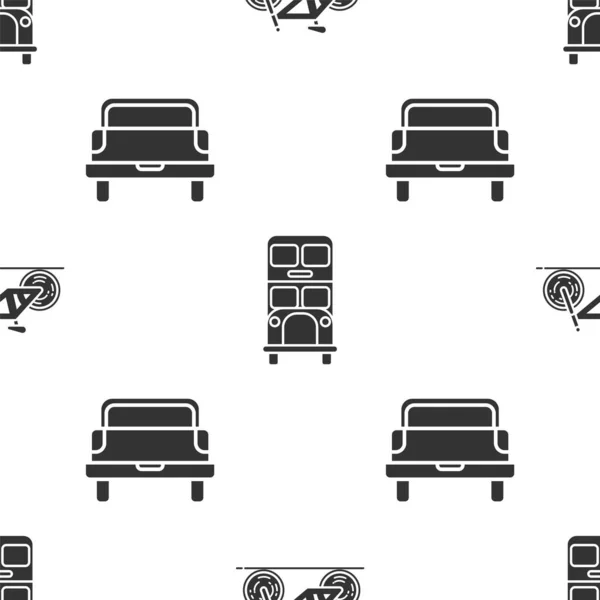 Встановіть Велосипед Двоповерховий Автобус Вантажівку Безшовний Візерунок Векторні — стоковий вектор