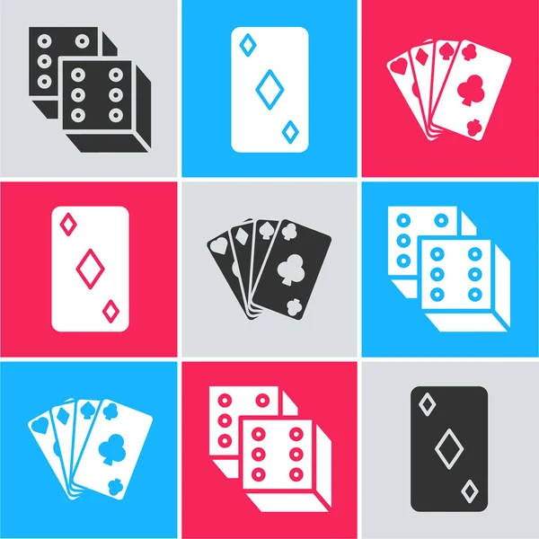 Ange Game Tärning Spela Kort Med Diamanter Symbol Och Spela — Stock vektor