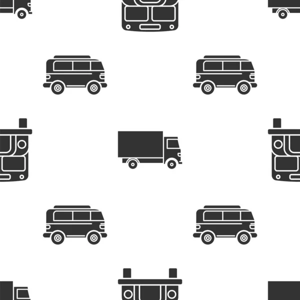 Definir Ônibus Escolar Veículo Caminhão Carga Entrega Minivan Retro Padrão —  Vetores de Stock