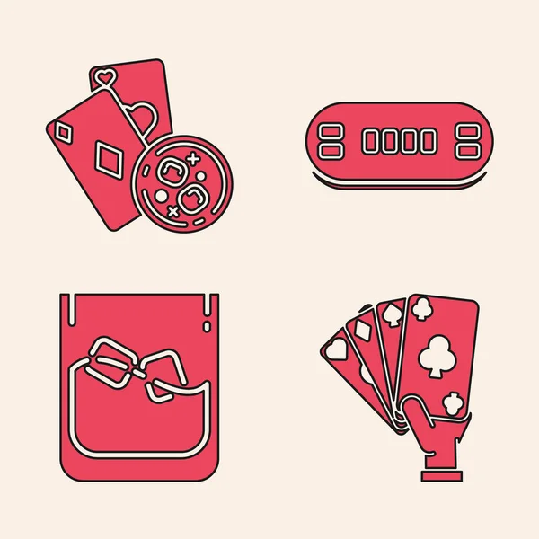Set Main Tenant Des Cartes Jouer Des Cartes Jouer Verre — Image vectorielle