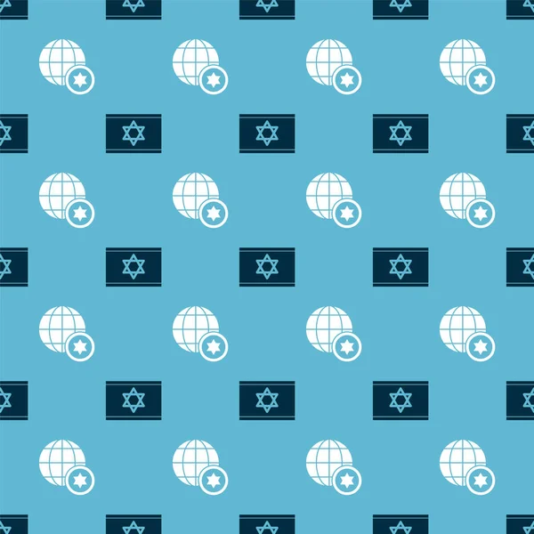Установить Флаг Израиля Мирового Глобуса Израиля Бесшовной Схеме Вектор — стоковый вектор