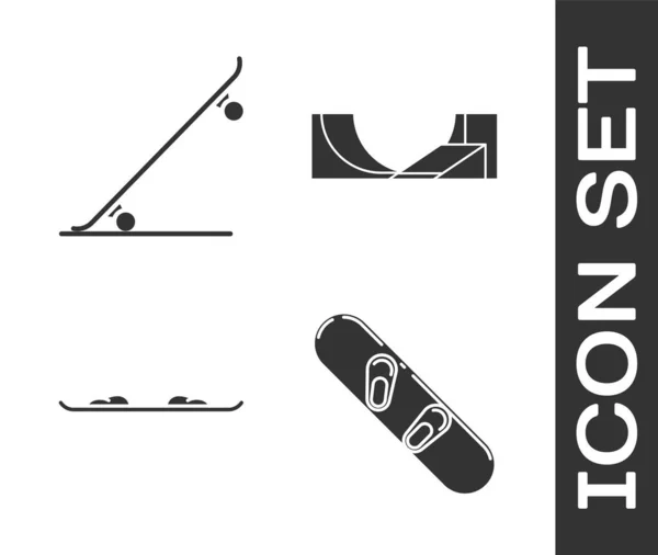 Set Snowboard Skateboard Snowboard Skate Park Icoon Vector — Stockvector