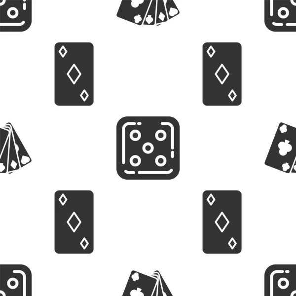 Set Playing Cards Game Dice Playing Card Diamonds Symbol Seamless — Stock Vector