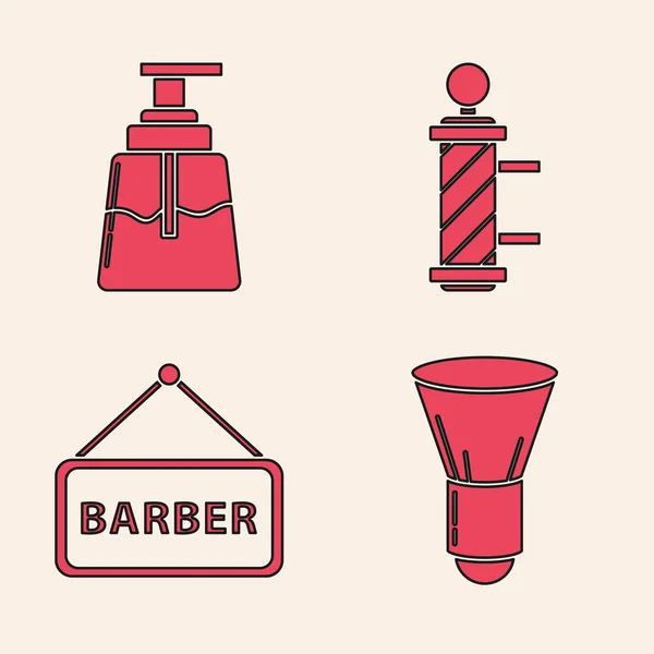 Set Rasierpinsel Aftershave Klassische Friseurstange Und Barbershop Ikone Vektor — Stockvektor