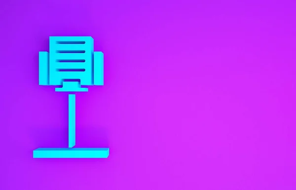 Blue Music stand icon isolated on purple background. Musical equipment. Minimalism concept. 3d illustration 3D render