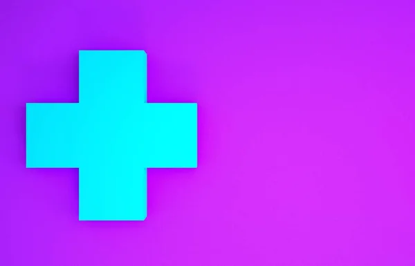 크로스 병원의 아이콘은 보라색 배경에서 분리되었습니다 기호입니다 표지판이요 미니멀리즘의 개념입니다 — 스톡 사진