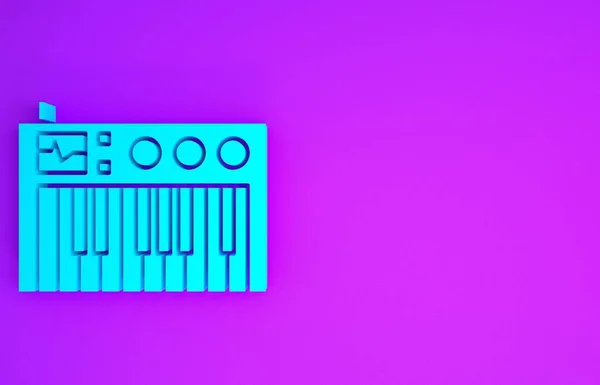 신시사이저 아이콘은 보라색 배경에서 분리되었다 피아노 미니멀리즘의 개념입니다 렌더링 — 스톡 사진