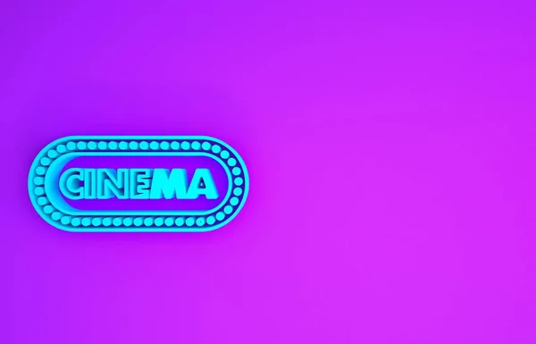 Зовнішній Вигляд Плаката Blue Cinema Ізольований Фіолетовому Фоні Концепція Фільму — стокове фото