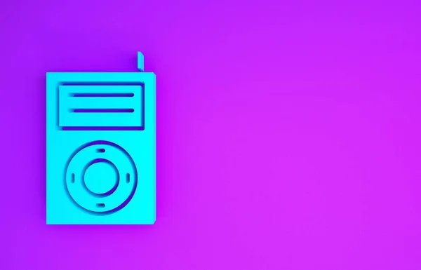 Blue Music Mp3 Player Icon Isoliert Auf Violettem Hintergrund Tragbares — Stockfoto