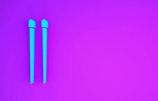Сині Харчові Палички Ізольовані Фіолетовому Фоні Дерев Яні Китайські Палички — стокове фото