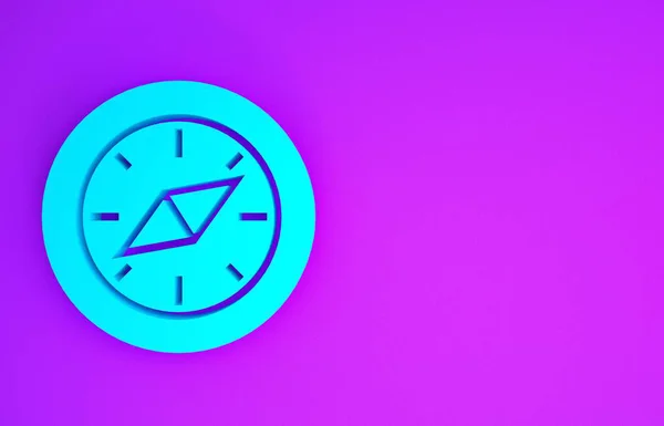 Blaues Kompass Symbol Isoliert Auf Lila Hintergrund Windrose Navigationssymbol Windrose — Stockfoto