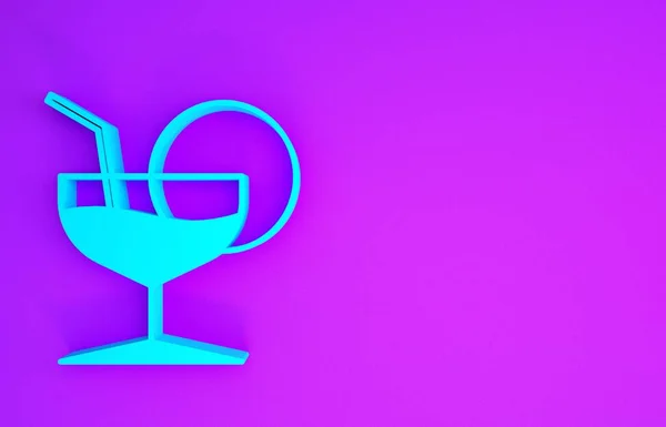 Синий Стеклянный Значок Martini Фиолетовом Фоне Икона Коктейля Значок Винного — стоковое фото