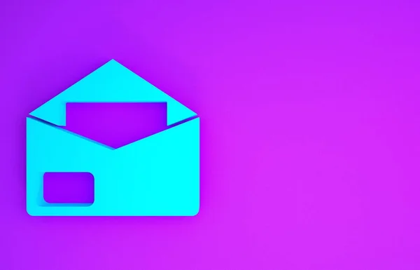 Icône Enveloppe Bleue Isolée Sur Fond Violet Message Électronique Symbole — Photo