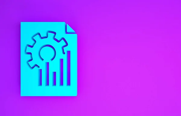 Documento Azul Con Icono Gráfico Gráfico Aislado Sobre Fondo Púrpura — Foto de Stock