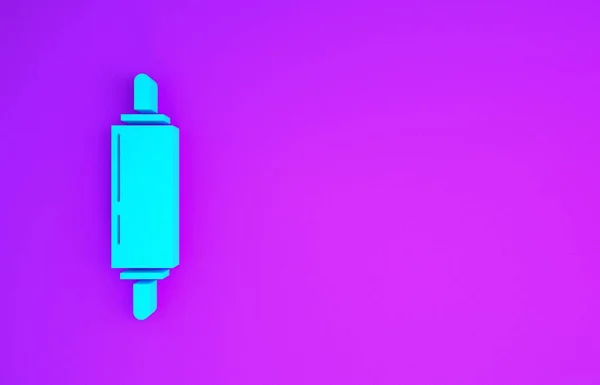 Blue Rolling Pin Icon Isolated Purple Background Minimalism Concept Illustration — Stock Photo, Image