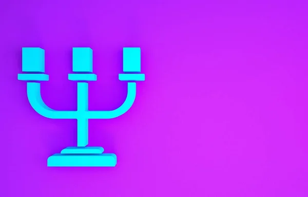 Candelabro Azul Icono Aislado Sobre Fondo Púrpura Concepto Minimalista Ilustración — Foto de Stock