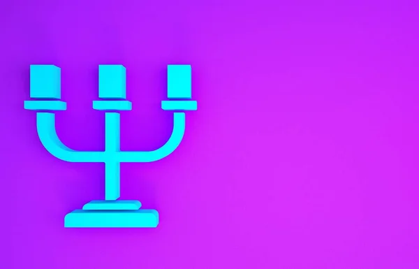 Candelabro Azul Icono Aislado Sobre Fondo Púrpura Concepto Minimalista Ilustración —  Fotos de Stock