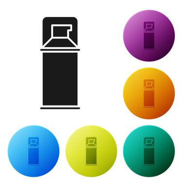 Siyah Tıraş jeli köpük simgesi beyaz arka plan üzerinde izole. Tıraş kremi. Simgeleri renkli daire düğmeleri ayarlayın. Vektör İllüstrasyonu