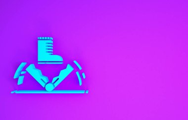 Mavi Tuzak av ikonu mor arka planda izole edildi. Minimalizm kavramı. 3d illüstrasyon 3d canlandırma