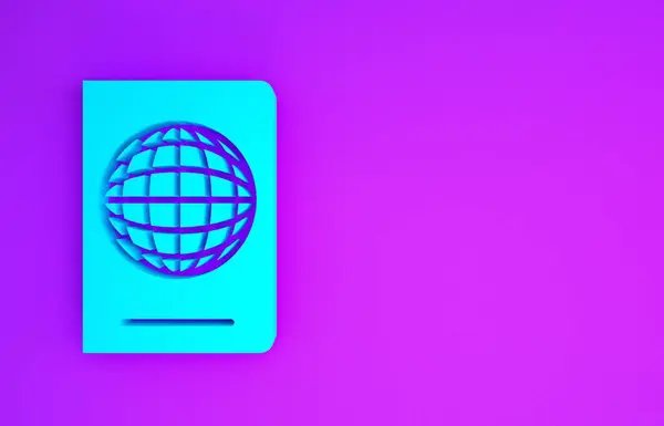 Синій Паспорт Біометричною Іконою Даних Ізольований Фіолетовому Фоні Документ Про — стокове фото