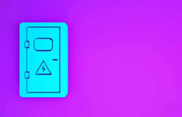 蓝色电柜图标隔离在紫色背景 最低纲领的概念 3D说明3D — 图库照片