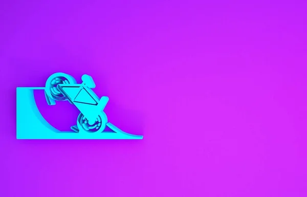 Блакитний Велосипед Вуличній Рампі Значок Ізольований Фіолетовому Фоні Скейт Парк — стокове фото
