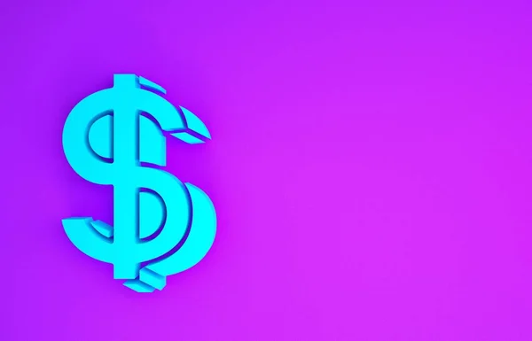 Ícone Símbolo Dólar Azul Isolado Fundo Roxo Dinheiro Dinheiro Riqueza — Fotografia de Stock