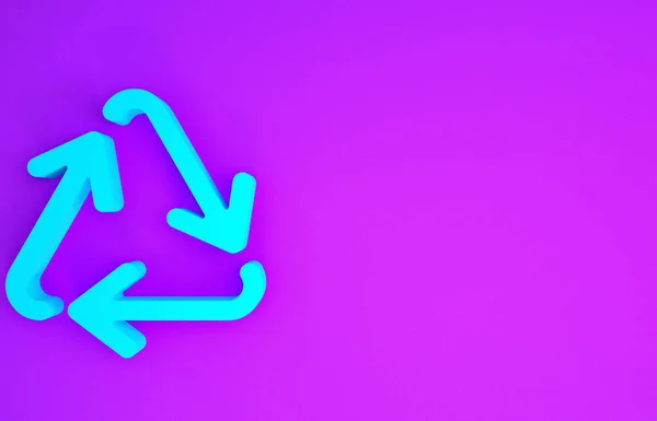 Icono Símbolo Reciclaje Azul Aislado Sobre Fondo Púrpura Icono Flecha —  Fotos de Stock