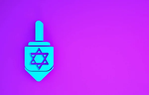 Blue Hanukkah Dreidel Icono Aislado Sobre Fondo Púrpura Concepto Minimalista — Foto de Stock