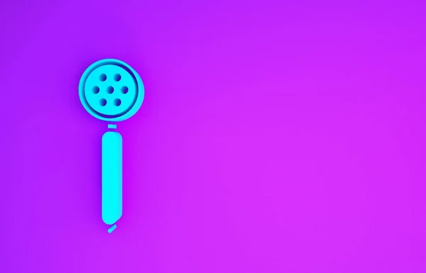 Ícone Colher Blue Strainer Isolado Fundo Roxo Conceito Minimalismo Ilustração — Fotografia de Stock