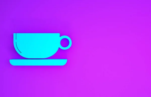 Blue Coffee Cup Flat Icon Isolated Purple Background Tea Cup — Stock Photo, Image