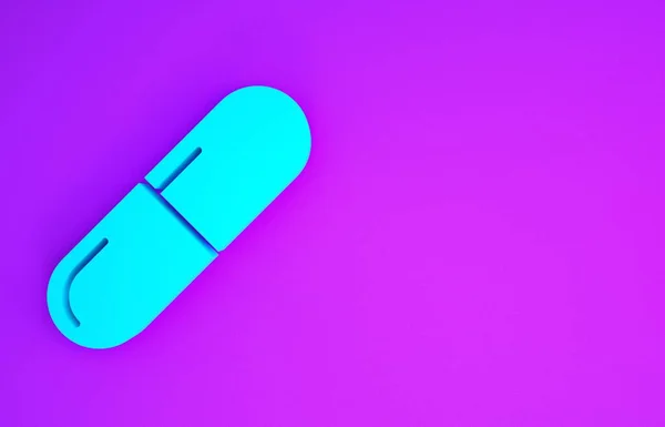 Голубая Таблетка Значок Таблетки Фиолетовом Фоне Капсула Наркотический Знак Аптечный — стоковое фото
