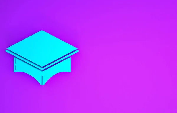 Icono Tapa Graduación Azul Aislado Sobre Fondo Púrpura Sombrero Graduación — Foto de Stock