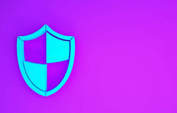 Значок Blue Shield Выделен Фиолетовом Фоне Знак Охранника Безопасность Безопасность — стоковое фото