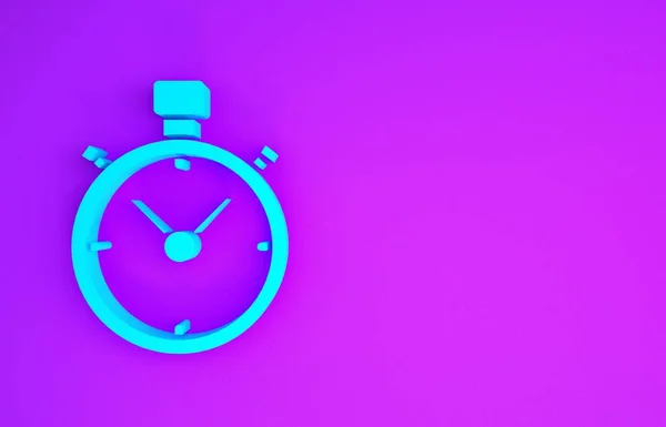 Icono Cronómetro Azul Aislado Sobre Fondo Púrpura Signo Del Temporizador — Foto de Stock