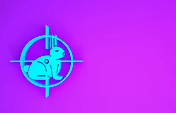 Синяя Охота Кролика Крестиком Фиолетовом Фоне Логотип Охотничьего Клуба Кроликом — стоковое фото