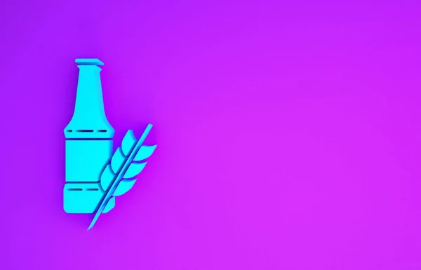 Синий Значок Бутылки Пива Изолирован Фиолетовом Фоне Концепция Минимализма Рендеринг — стоковое фото