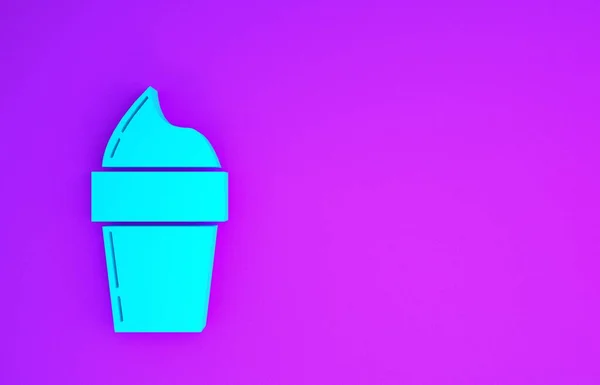 Синее Мороженое Конусе Фиолетовом Фоне Милый Символ Концепция Минимализма Рендеринг — стоковое фото