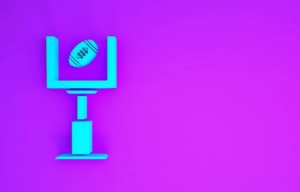 Голубой Столб Ворот Значок Футбольного Мяча Фиолетовом Фоне Концепция Минимализма — стоковое фото