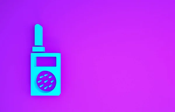 Icono Walkie Talkie Azul Aislado Sobre Fondo Púrpura Icono Del — Foto de Stock