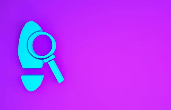 Blaue Lupe Mit Schrittsymbol Auf Violettem Hintergrund Die Kriminalpolizei Ermittelt — Stockfoto