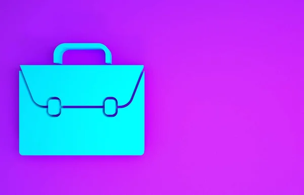 Ícone Briefcase Azul Isolado Fundo Roxo Sinal Caso Negócios Portfólio — Fotografia de Stock