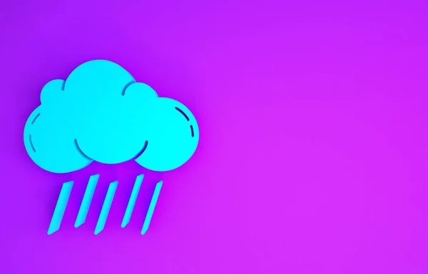 Blue Cloud Rain Icon Isolated Purple Background Rain Cloud Precipitation — Stock Photo, Image