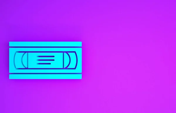 Фиолетовом Фоне Выделена Синяя Видеокассета Vhs Концепция Минимализма Рендеринг — стоковое фото
