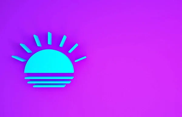 Niebieska Ikona Zachodu Słońca Fioletowym Tle Koncepcja Minimalizmu Ilustracja — Zdjęcie stockowe