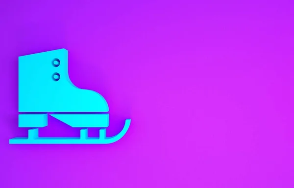 Figura Azul Patina Icono Aislado Sobre Fondo Púrpura Icono Zapatos —  Fotos de Stock