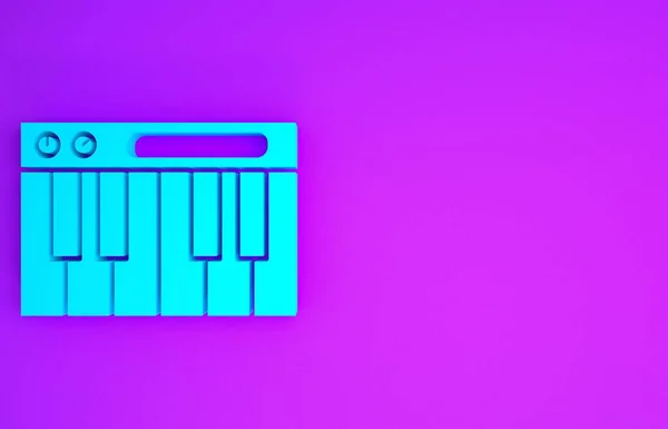 Ikona Syntezátoru Blue Music Izolovaná Fialovém Pozadí Elektronické Piano Minimalismus — Stock fotografie